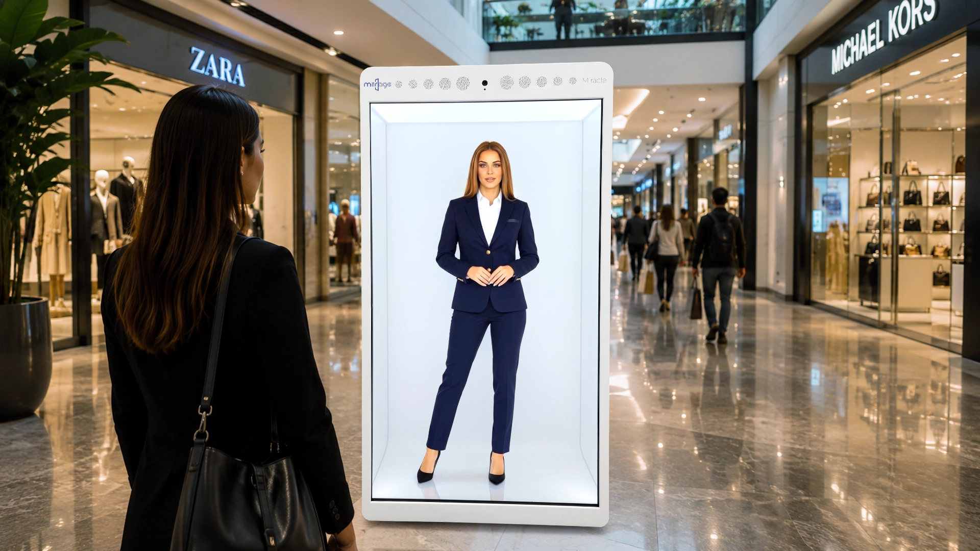 Holographic wayfinding AI assistant for shopping malls, airports and public spaces